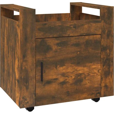 Maison Exclusive - Carrito de escritorio contrachapada roble ahum (1/5)