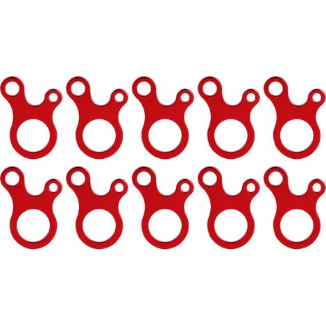 10 Pièces Fermeture Rapide à 3 Trous pour Corde de Tente, Boucle de Rope Anti-Vent (Rouge) (1/5)