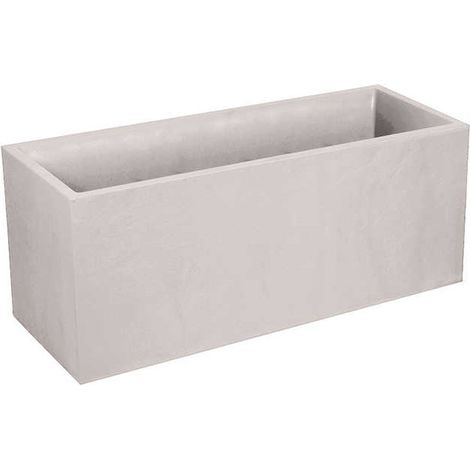 EDA – Jardinière volcanique 98L – Décor pierre beige calcaire – Dimensions 99,5 x 39 x H. 43 cm – Intérieur extérieur