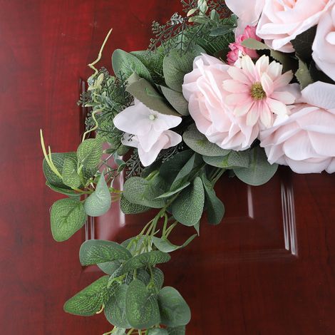 Guirlande de fleurs artificielles flexible et réaliste, blanche, pour porte d'entrée, chaise ou table. (1/5)