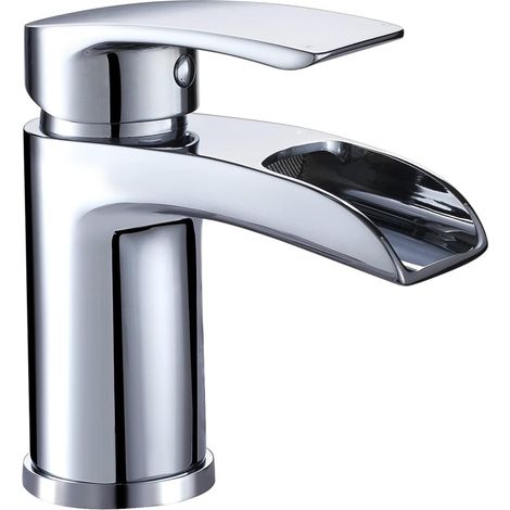 Bathroom Faucet Single Lever Mixer Tap for Bathroom Basin Sink Basin Half Open Waterfall Spout Chrome (1/5)