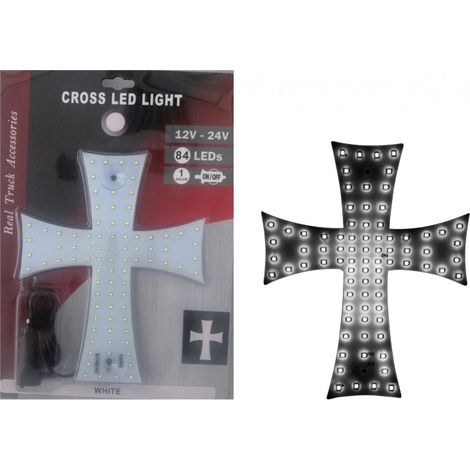 LED-Leuchtkreuz, weiß, 84 LEDs, 12V/24V, 245 x 200 mm