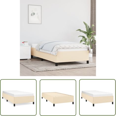 The Living Store Bettgestell ohne Matratze Creme 100x200 cm Stoff - Bettrahmen - Doppelbett - Cremefarbenes Bett - Lattenrost - Holzrahmen (1/5)