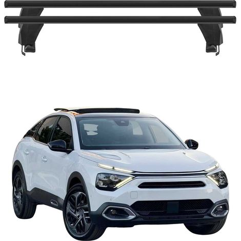 OMAC Barres de toit transversales en aluminium pour Citroën C4 2020-2026 – Antivol – Rainure en T – Testées City Crash – Charge Max 50 kg Noir (1/4)