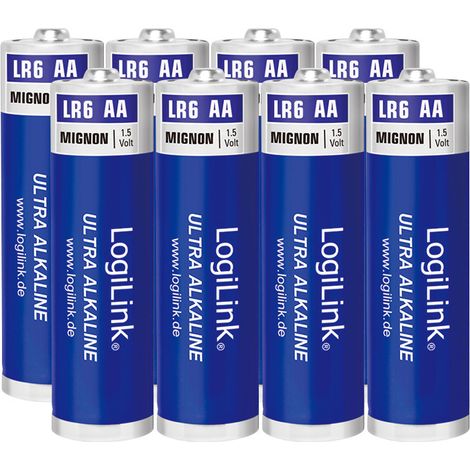 Logilink Ultra Power AA-Alkalinebatterie, LR6, Mignon, 1,5 V, 8er-Pack
