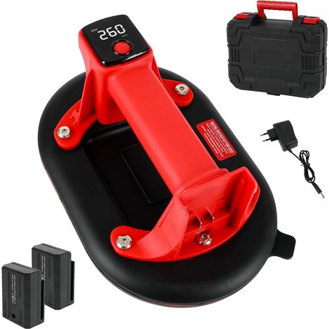 10" Electric Glass Vacuum Cleaner,  Tile Vacuum Cup with 2 x 3000mAh Batteries,  Safe Loading,  200KG Glass Vacuum Cleaner Lift for Tile,  Granite,  and Marble (1/5)