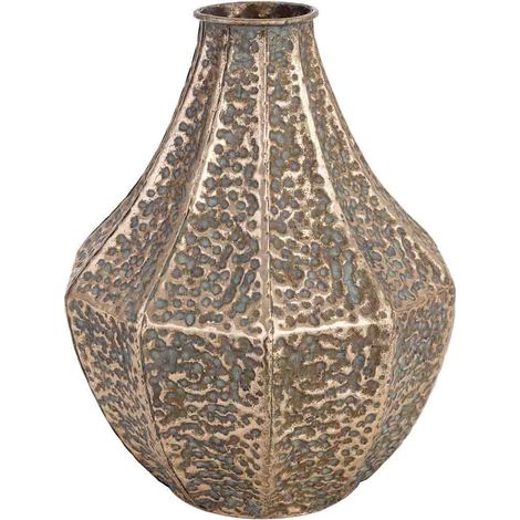 Jarrón de metal dorado 28.5x28.5x37h cm