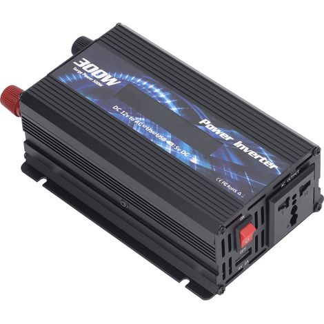 300-W-Kfz-Wechselrichter, modifizierter Sinus-Wechselrichter, 12 V auf 110 V, 2 USB-Anschlüsse (2,0 A), LCD-Display, Lüfter, Schwarz (1/5)