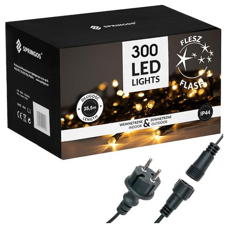 Lucine natalizie 24m bianche calde, flash bianche fredde 300 led illuminazione natalizia IP44.