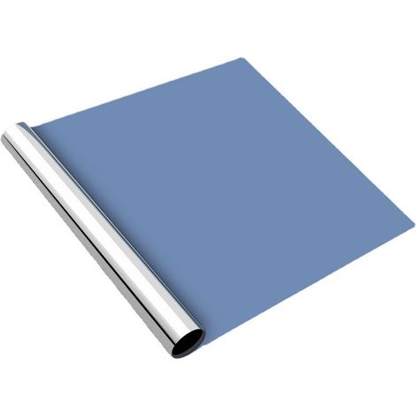 Film transparent unidirectionnel pour fenêtre, anti-éblouissement, occultant et isolant thermique, 50 cm x 2 m, argent double face. (1/4)