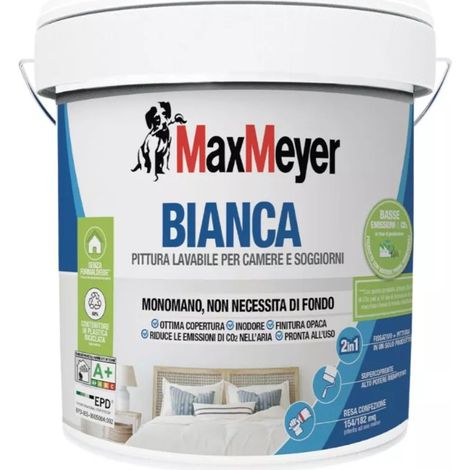 MaxMeyer Pittura Bianca Monomano 4L Opaca 2 in 1 per Interni (1/4)