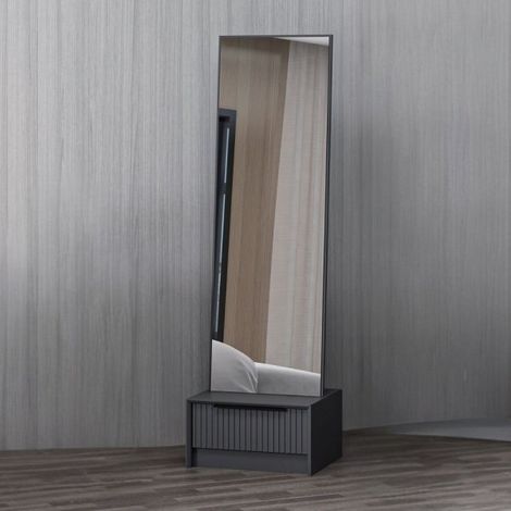 Specchio con base cassetto colore antracite 54x45x178H cm - Wilmy