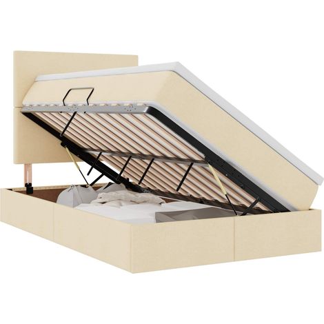 Maison Exclusive - LED-Speicherbett mit Matratze Creme 120 x 200