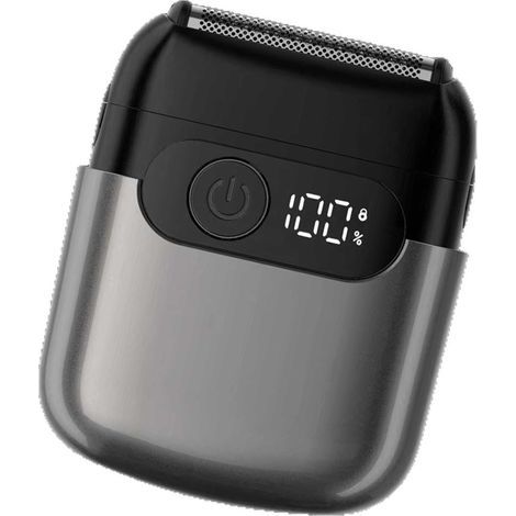 Rasoir électrique pour homme – Têtes de rasage flottantes compactes 3D, certifié IPX7, USB-C Fast Energy, affichage d'informations LED, adaptabilité humide/sec, gris