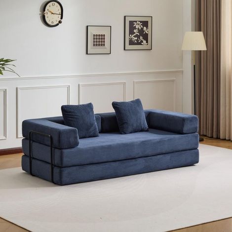 4-in-1 Schlafsofa aus Cord, faltbares 2-Sitzer Sofa mit Bettfunktion, ideal für kleine Räume (1/5)