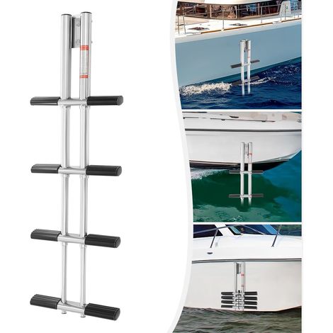 Échelle de pont télescopique pliante de quatre sections, échelle portative réglable en hauteur, peut porter jusqu'à 408 kg, 35  105cm (1/5)