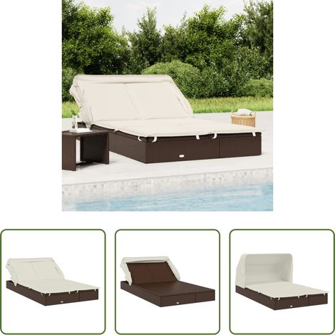 Transat 2 places - Transat 2 places avec toit pliable marron 213x118x97 cm (1/5)