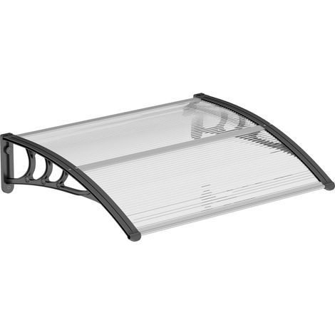 Marquise Outsunny Auvent de porte d'entrée, toit marquise de porte exterieur en polycarbonate et aluminium résistante toit abri protection contre la pluie et UV pour terrasse, balcon, 100 x 75 cm, tra (1/5)