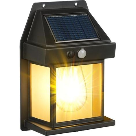2 Pack Solar Wall Lights Outdoor Garden, Solar Security Lights Outdoor avec PIR Motion Sensor, Solar Vintage Wall Lanterns avec IP65 imperméable, pour Wall Patio Clôture Yard Front-Black (1/5)