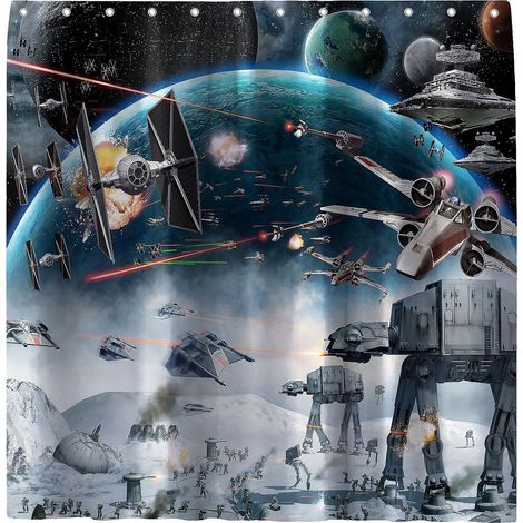 Rideau de douche Espace Galaxie Guerre, Décoration de salle de bain sur le thème des étoiles, Univers, Galaxie, Science, Station spatiale, Rideau de douche cool avec 12 crochets (1/5)