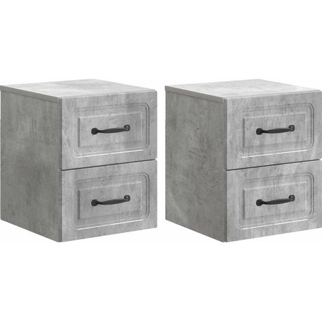 Wall-Mounted Bedside Cabinet with Drawer 2 pcs Concrete Grey vidaXL