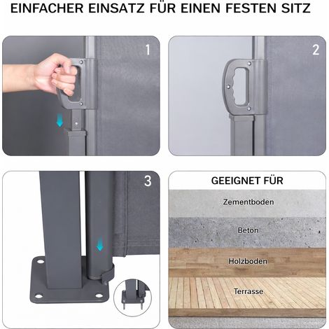 Auvent latéral extensible pour balcon,jardin et terrasse,écran de confidentialité,pare-vent,imperméable,protection solaire,160 x 300 cm,gris