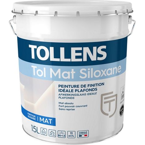Peinture TOLLENS professionnelle Tol Mat Siloxane Mat Absolu  Votre teinte: Blanche - Conditionnement: 15 Litres