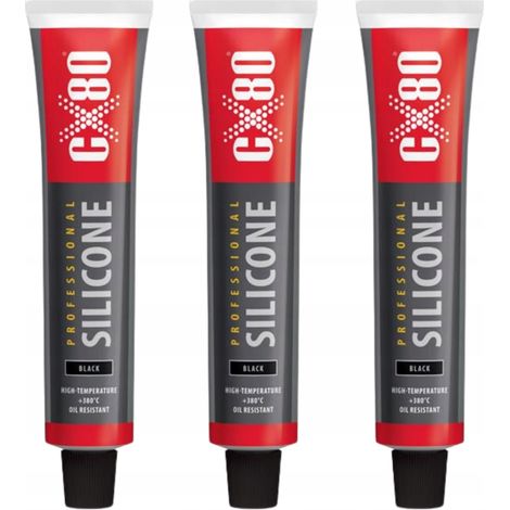 CX80 Silicona de alta temperatura negra - Masa de sellado 80 ml x 3 unidades