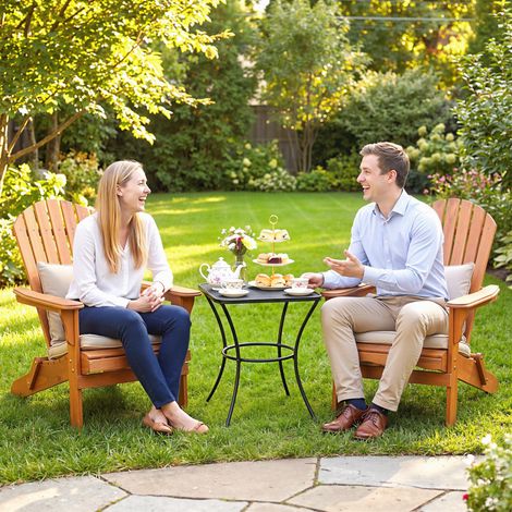 Table carrée de jardin en acier avec plateau ajouré, 45x45x50 cm, noir (1/5)