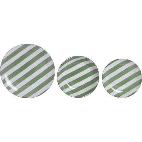 Vajilla Set 18 Porcelana 27X27X2,5 Rayas Verde