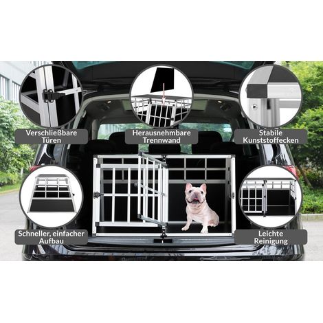 Trasportino per cani XL, alluminio, 89x70x51cm, doppie porte (1/5)