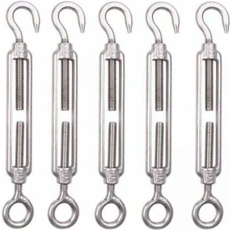 Set mit 5 M6-Kabelspannern aus Edelstahl, 6 mm, Zaunspannhaken, verstellbare Drahtgitterspanner aus Edelstahl 304 für Seile, Kabel, Wäscheleinen, Gartenzäune
