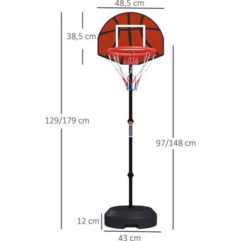 Panier de Basketball réglable 129-179cm avec support, jeu de fléchettes magnétique inclus, pour intérieur et extérieur (1/5)