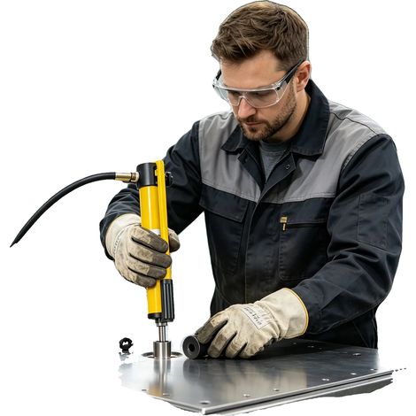 Poinçon hydraulique, 8 tonnes, 6 tailles de matrices, acier de haute qualité, poignée ergonomique, boîte à outils en fer (1/5)