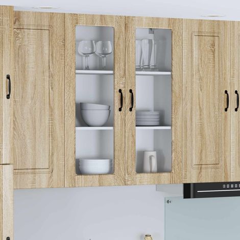 vidaXL Mobile in vetro da parete LUCCA Rovere Sonoma 80 x 31 x 100 cm