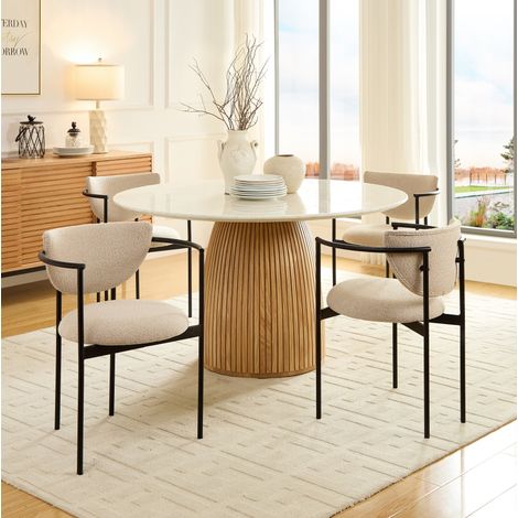 Chaise salle à manger avec accoudoirs tissu kaki OKMYHOME (1/5)