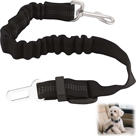 Harnais De Sécurité pour Chien en Voiture avec Amortisseur Élastique, Ceinture Réglable avec Mousqueton Métallique, Attache Solide pour Chiens Petits Et Moyens, Adapté À Tous Les Véhicules (1/5)