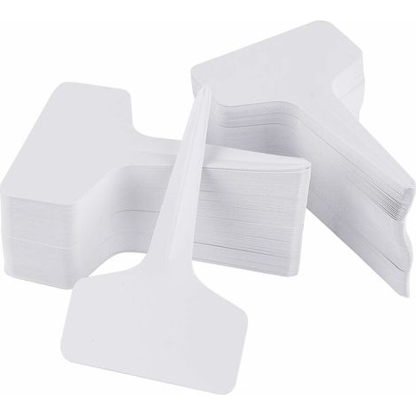100 étiquettes pour plantes en forme de T - Étiquettes en T imperméables - Étiquettes de qualité supérieure pour plantes - Écologiques - Blanc cassé ( (1/5)