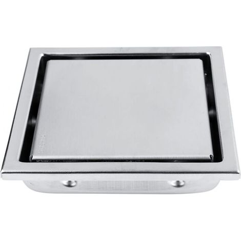 Drain de sol carré de 4,3 pouces, filtre de drain de sol en acier inoxydable pour la maison avec couvercle amovible, grille de salle de bain, douche, drain de sol carré pour salle de bain (1/5)