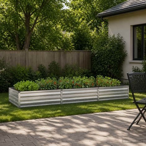 vidaXL Cama de Jardín Elevada Plateado 240 x 80 x 24 cm galvanizado (1/5)