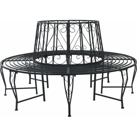 vidaXL Panchina per Alberi Ø 160 x 89 cm Acciaio Nero Rotondo