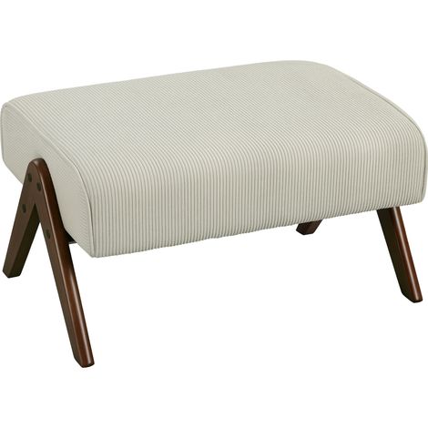 Beyamis Niedriger Fußhocker mit gepolsterter Sitzfläche und Holzbeinen für Wohnzimmer und Schlafzimmer, 69 x 47 x 36 cm, Beige