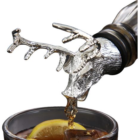 Verseur à vin aérateur en métal, bouchon de bouteille de whisky en forme d'animal avec revêtement en caoutchouc silicone (1/5)