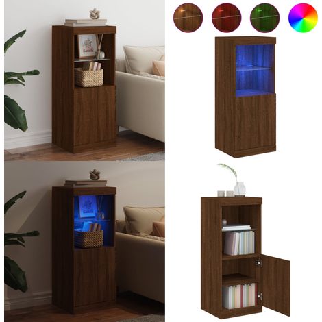 Buffet avec lumières LED chêne marron 41x37x100 cm - Buffet Design Moderne - Meuble Rangement - Luminaire Led - Décoration Intérieur - Mobilier Salon - Home & Living (1/5)
