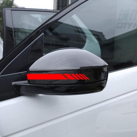 CCYKXA  Rückspiegelaufkleber, 6 Stück für den Auto-Rückspiegel  Selbstklebend in verschiedenen Breiten, sportliches Streifendesign  Autoaufkleber (Rot)