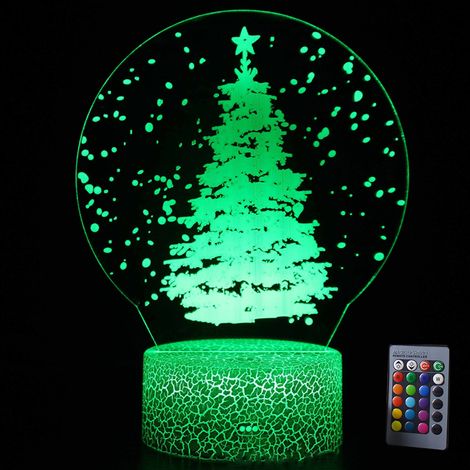 Lampara Nocturna Arbol De Navidad 3D - Led - Control Remoto Y Tactil - 16 Colores - 4 Modos De Iluminacion - 1 Unidad (1/5)