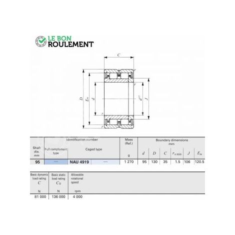 Roulement à rouleaux cylindriques NAU4919-IKO