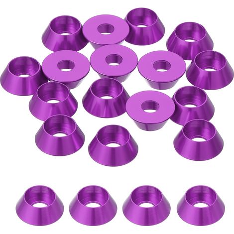 20 Pièces Rondelles à Tête Fraisée, Rondelles de Tasse M4 x 12 mm, Rondelle Fraisée, Rondelle Boulon En Aluminium Pour vis à tête, tige filetée, Accessoires Mécaniques, Violet (1/5)