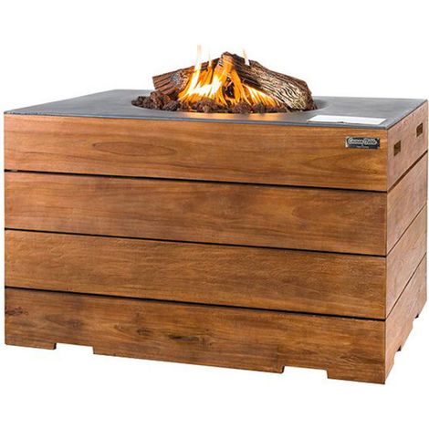 Happy Cocooning Mania Lounge&Dining Feuertisch rechteckig Teakholz/grau 19,5 kW