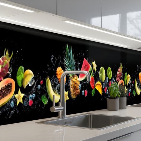 REVETEMENT MURAL DE CUISINE, CRÉDENCE DE CUISINE Splash - Fruit - Noir 500x60 (1/5)
